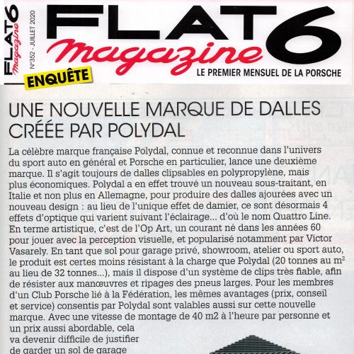 Article Quattro Line Flat 6 juillet 2020